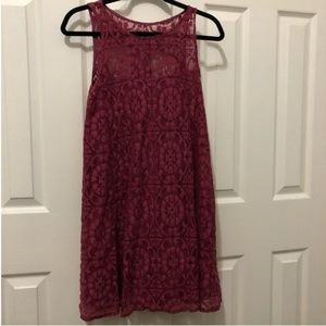 Free People Plum Lace Dress, Open Back, Size S